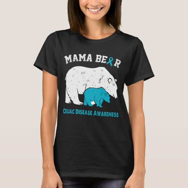 Mama Bear CELIAC DisEASE Bewusstsein T-Shirt (Vorderseite)