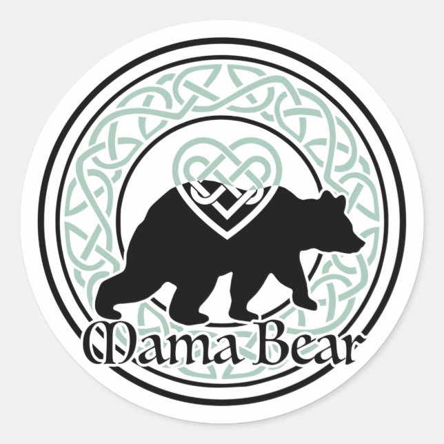 Mama Bear Celtic Circle of Love and Strength Runder Aufkleber (Vorderseite)