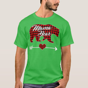 Mama Bear Christmas Pajama Red Buffalo Kariert Fam T-Shirt
