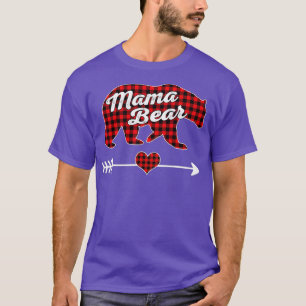 Mama Bear Christmas Pajama Red Buffalo Kariert Fam T-Shirt