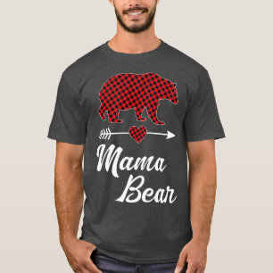 Mama Bear Christmas Pajama Red Buffalo Kariert Fam T-Shirt