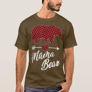 Mama Bear Christmas Pajama Red Buffalo Kariert Fam T-Shirt