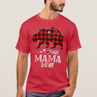 Mama Bear Christmas Pajama Red Kariert Buffalo Fam T-Shirt