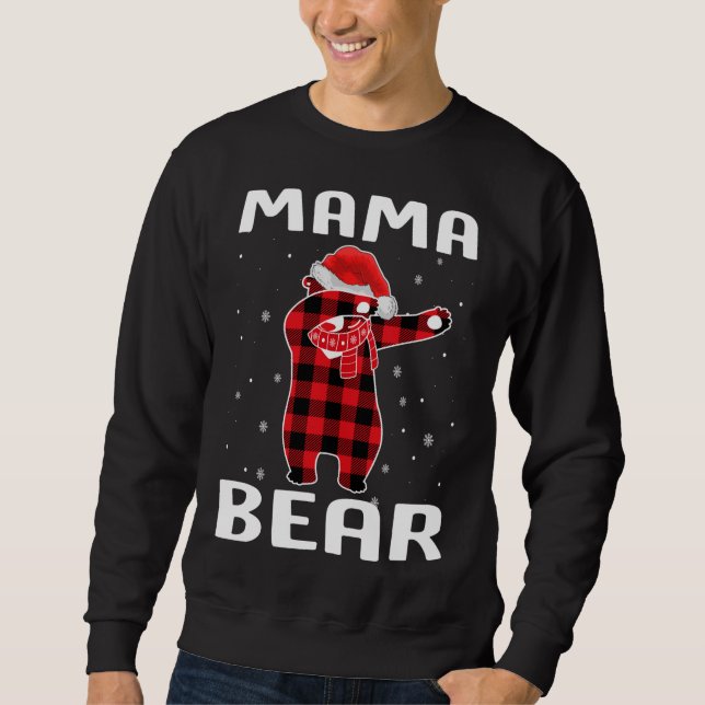 Mama Bear Dabbing Weihnachts Pajama mit Weihnachts Sweatshirt (Vorderseite)