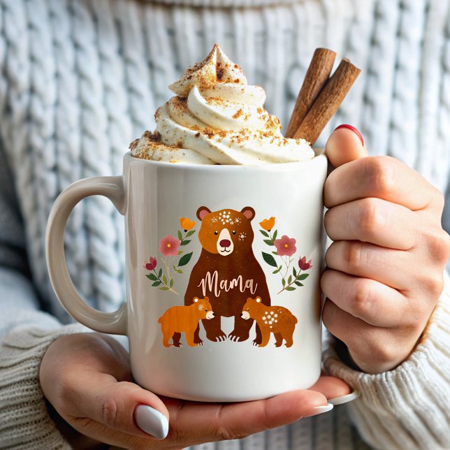 Mama Bear Elegante Blume Mama Kaffeetasse (Von Creator hochgeladen)