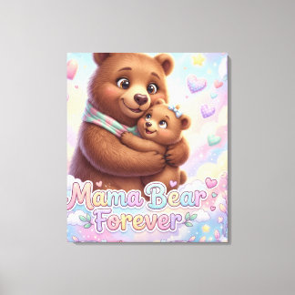 Mama Bear Forever Pastel Rainbow Nursery Wall Art  Leinwanddruck