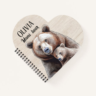 Mama Bear Heart-Shaped Personalized Notebook Notizbuch