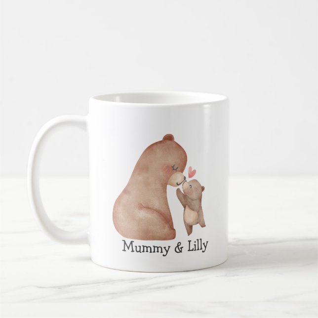 Mama Bear Liebe - Speziell Illustriert für Mama &  Kaffeetasse (Links)