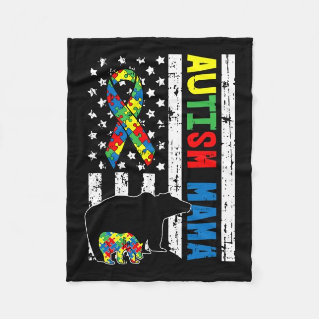 Mama Bear Matching Family Autism Awareness Geschen Fleecedecke (Vorderseite)