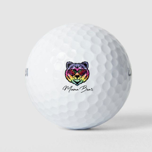 Mama Bear mehrfarbiges Bärenlogo Golfball (Vorderseite)