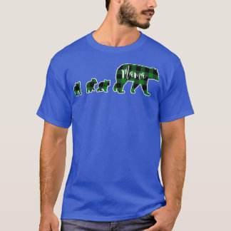 Mama Bear mit drei 3 Cubs Black Green Buffalo Ch T-Shirt