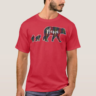 Mama Bear mit zwei 2 Cubs Tartan Kariert Blue Gree T-Shirt