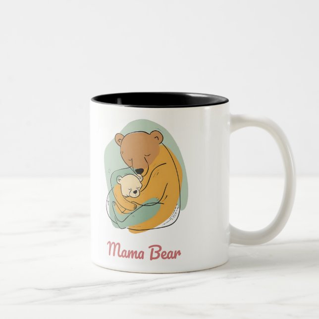 Mama Bear Mothers Day Zweifarbige Tasse (Rechts)