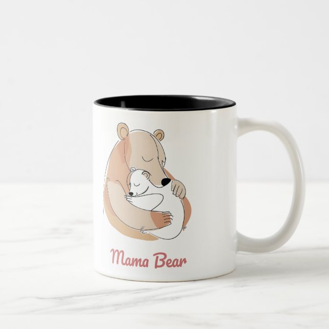 Mama Bear Mothers Day Zweifarbige Tasse (Rechts)