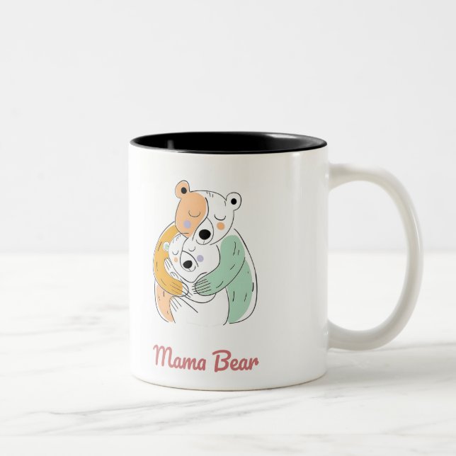 Mama Bear Mothers Day Zweifarbige Tasse (Rechts)
