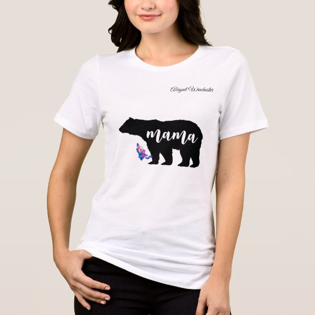 Mama Bear personalize with Name Tri-Blend Shirt (Vorderseite)