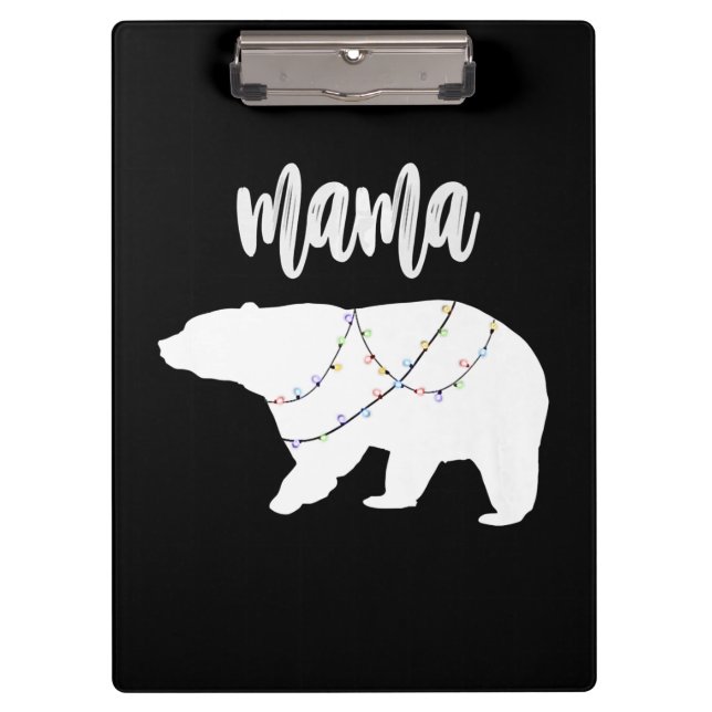 Mama Bear Polar Bärenkette Weihnachten Klemmbrett (Vorderseite)
