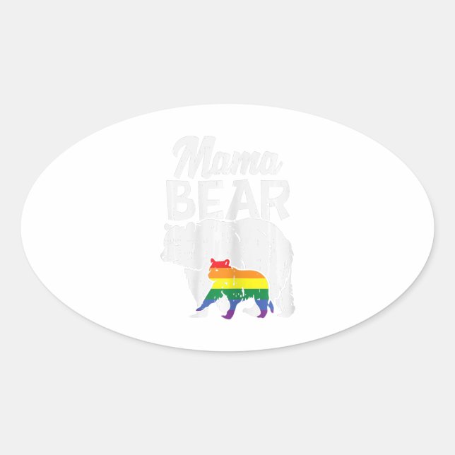Mama Bear Rainbow Pride Gay Flag Lgbt Ovaler Aufkleber (Vorderseite)