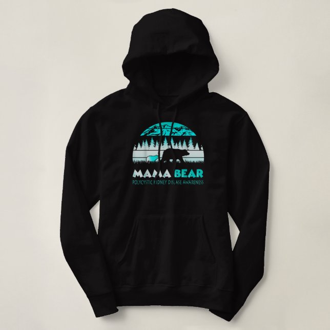 Mama Bear Retro Polyzystische Nierenerkrankung Hoodie (Design vorne)