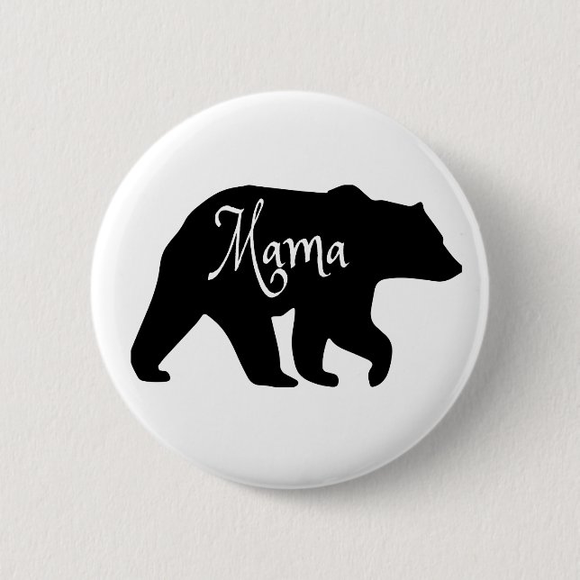 Mama Bear schwarz-weiß Button (Vorderseite)