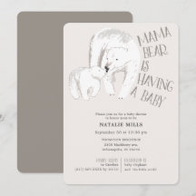 Mama Bear Taupe Neutral Baby Dusche Einladung