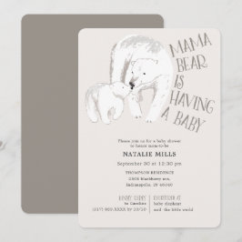Mama Bear Taupe Neutral Baby Dusche Einladung