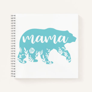 Mama Bear Turquoise Blume Journal Notizbuch