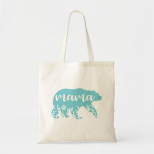 Mama Bear Turquoise Blume Tragetasche