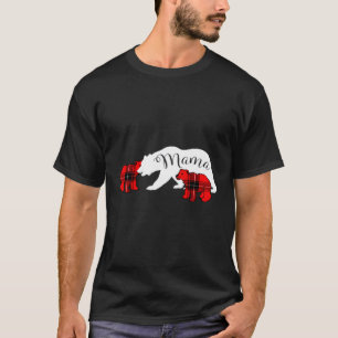 Mama Bear Two Cubs Karierte Mama Weihnachten Pajam T-Shirt
