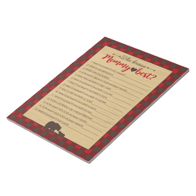 Mama Bear Wer Mommy Best Baby Game kennt - 40 Pack Notizblock (angewinkelt)