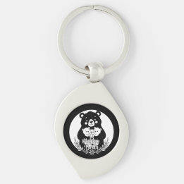 Mama Bear with Two Cubs Heart Line Art Design Schlüsselanhänger