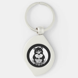 Mama Bear with Two Cubs Heart Line Art Design Schlüsselanhänger