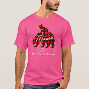 MAMA BEAR Women Red Kariert Christmas Pajama Famil T-Shirt