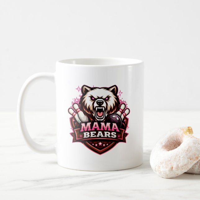 Mama Bears Damen-Bowlingteam-Logo Kaffeetasse (Mit Donut)