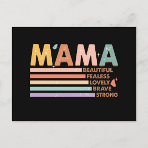 Mama Beautiful Fearless Lovely Brave Strong Postkarte