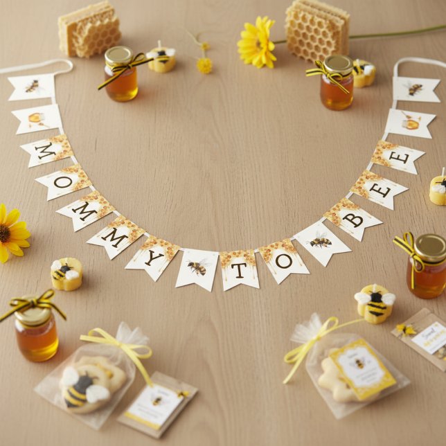 Mama Bee Honeycomb Honey Drip Baby Shower Wimpelkette (Mama Bee Honeycomb Honey Drip Baby Shower Bunting Flags
)