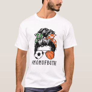 Mama beider Fußball-Basketball-Messy-Bun-Sonnenbri T-Shirt