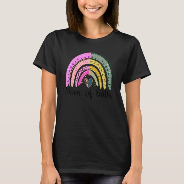 Mama beider Heart Leopard Rainbow Happy Mütter Da T-Shirt (Vorderseite)