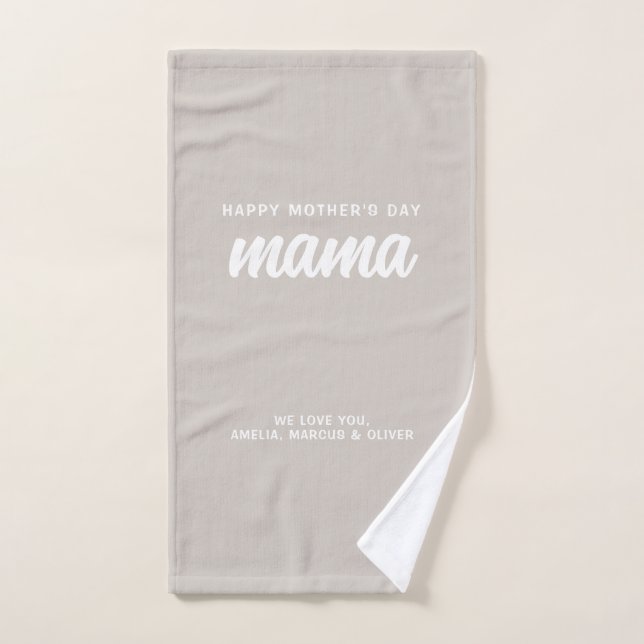 Mama Beige moderne Noms des enfants Fête des mères (Serviette à main)