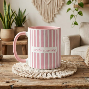 Mama Benutzerdefinierte rosa Streifen Mama Baby Tasse
