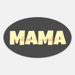Mama benutzerdefinierter Kindername Ovaler Aufkleber
