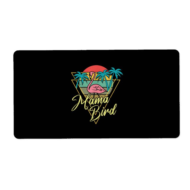 Mama Bird Flamingo Sunset Palm Tree Beach 80er (Vorne)