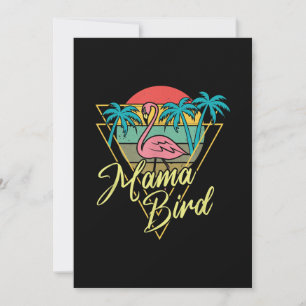 Mama Bird Flamingo Sunset Palm Tree Beach 80er Dankeskarte