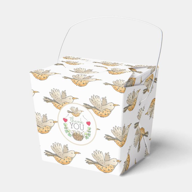 Mama Bird Flug über Nest mit Herz Danke F Geschenkschachtel (Vorderseite)