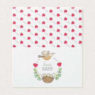 Mama Bird Hearts Baby shower Notes