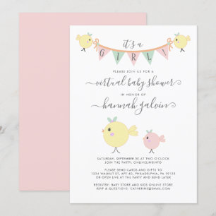 Mama Bird Little Chick Virtual Baby Girl Dusche Einladung