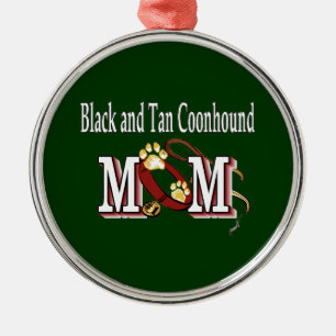 Mama "Black and Tan Coonhound Dog" Silbernes Ornament