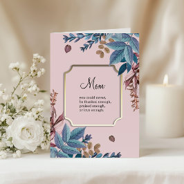 Mama Blau und Elegante Gold Farbige Blätter Karte