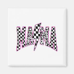 Mama Blitz Checkered Leopard Varsity Motte Magnet