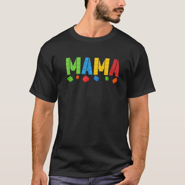 Mama Blocks Master Builder Brick Builder Geburtsta T-Shirt (Vorderseite)